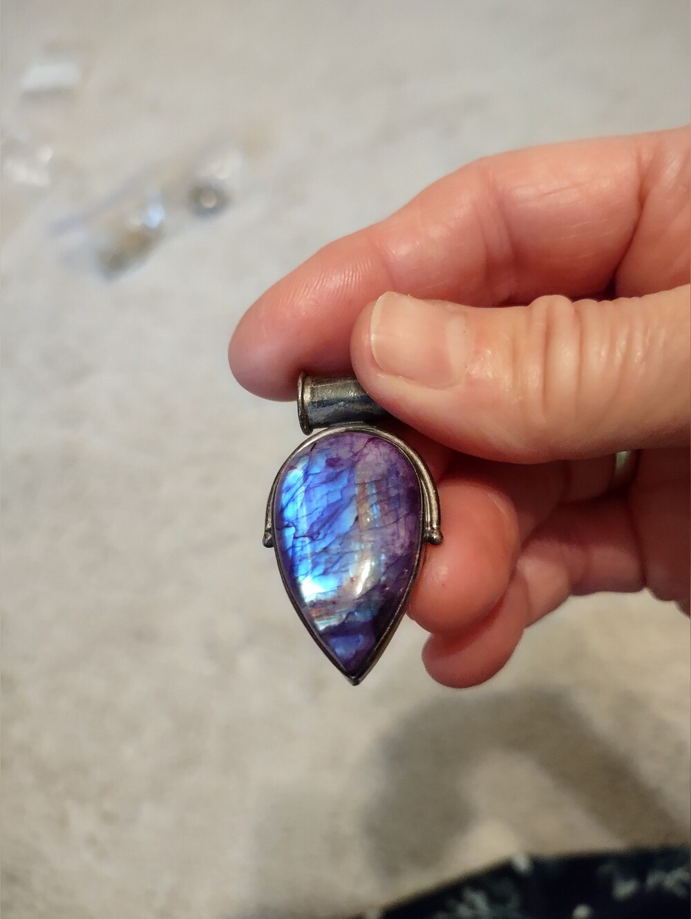 Labradorite Pear Shape Pendant 925 Sterling Silver Setting